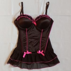 Body Rage Intimates black and hot pink bustier top